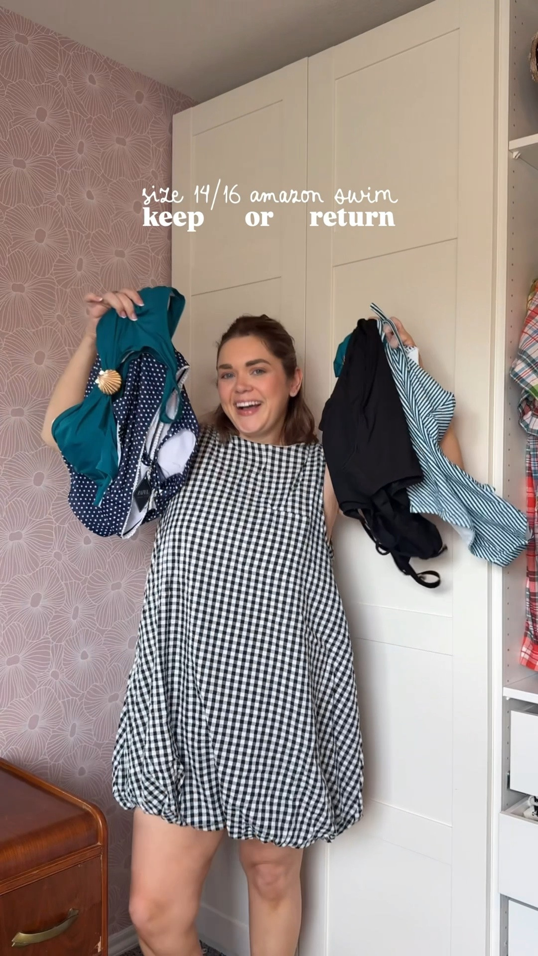 Affordable Amazon swim haul wearing xxl in seashell, 16 in black, xl in striped, and xl in tankini

#LTKMidsize #LTKPlusSize #LTKSwim