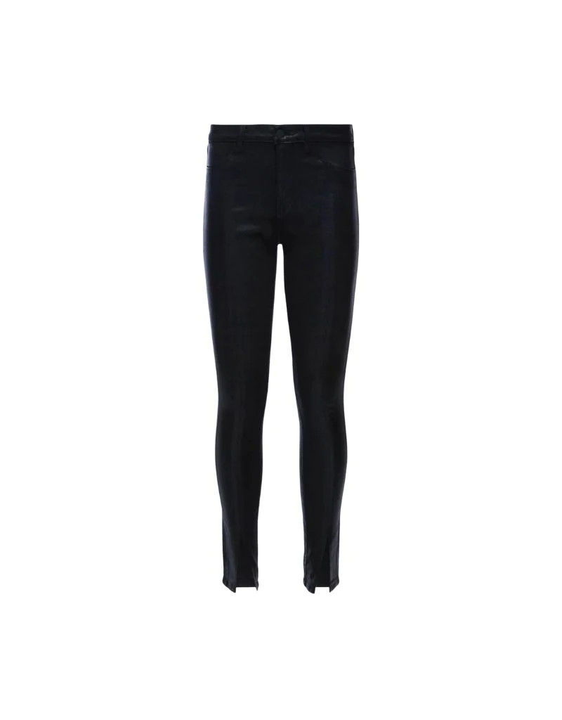 L'agence Jyothi Hi Rise Split Ankle Pant in Noir Coated | Ambiance
