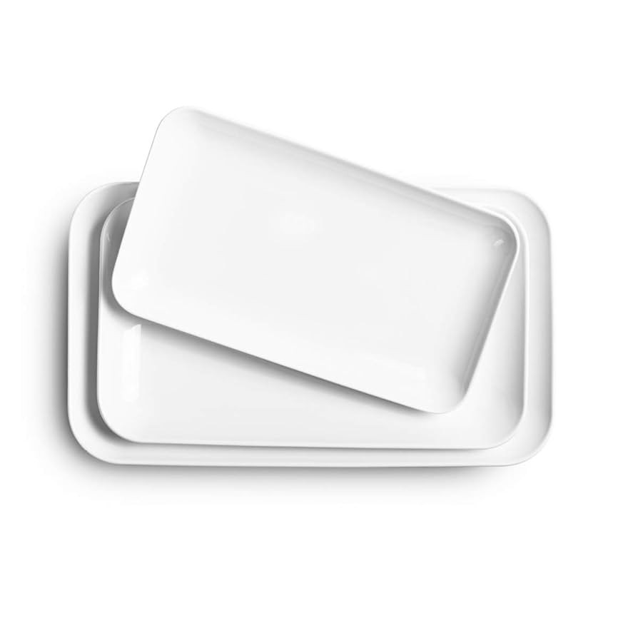 DELLING Large Serving Platter Set 16/14/12inch Large Serving Tray - Rectangular White Serving Tra... | Amazon (US)