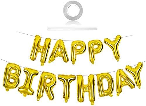 Lovoir Gold Happy Birthday Balloons Banner 16 Inch Mylar Foil Letters Birthday Sign Banner Balloo... | Amazon (US)