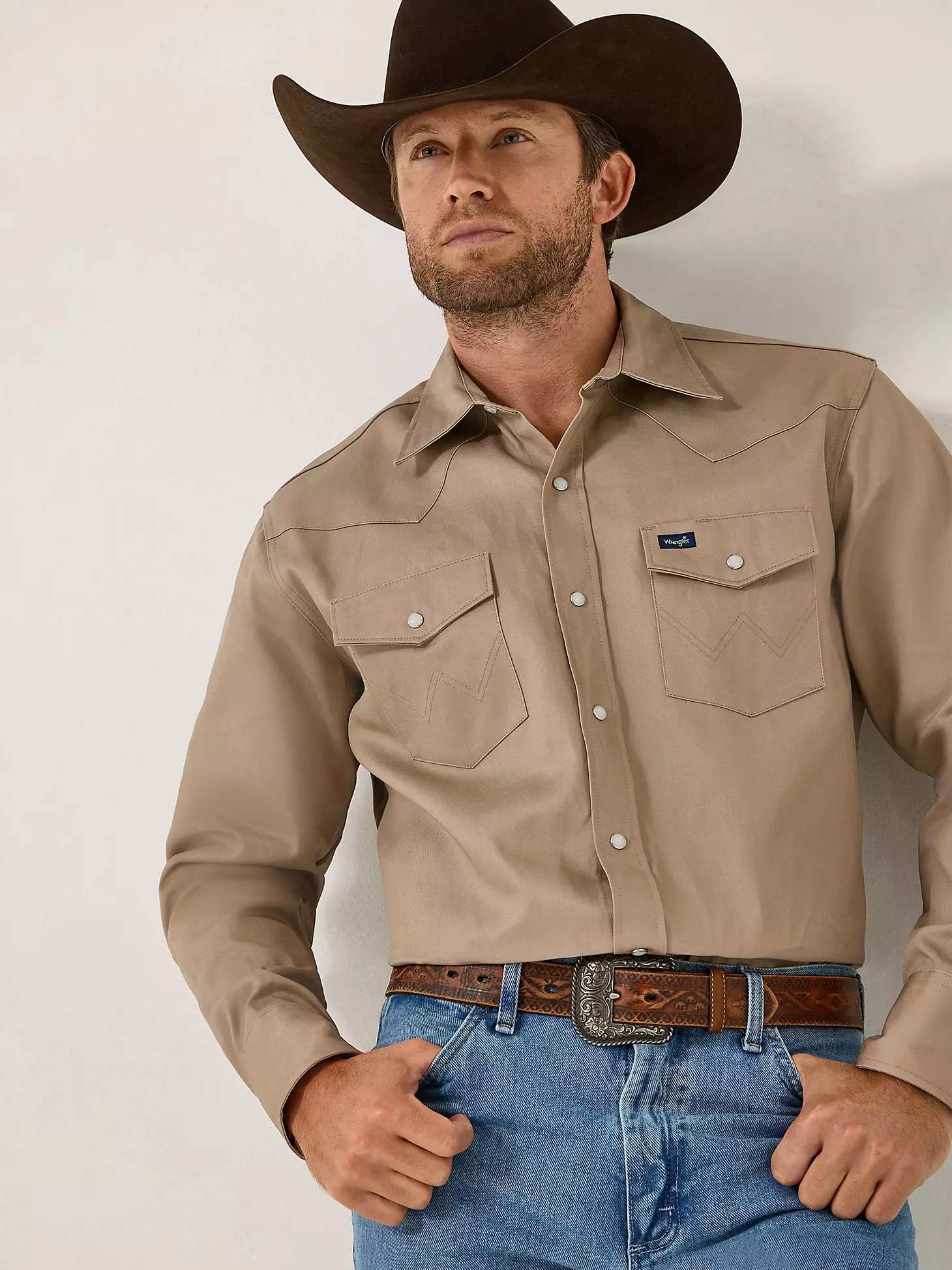 Cowboy Cut® Firm Finish Twill Western Snap Work Shirt | Wrangler