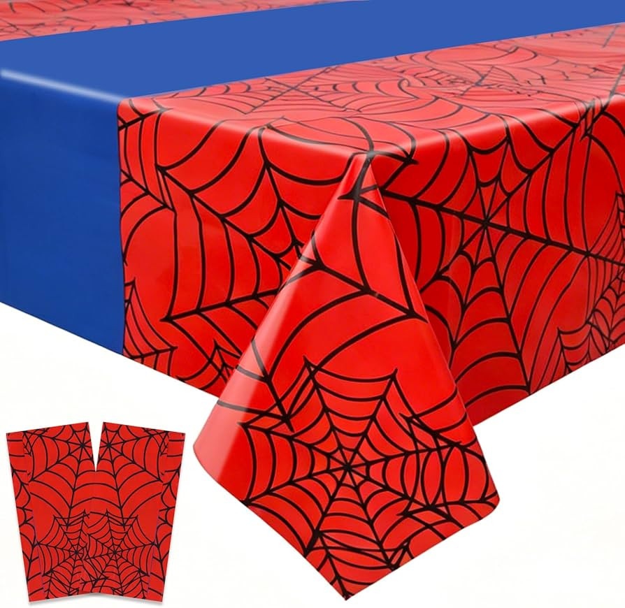 BEISHIDA 2Pcs Spider Theme Tablecloths Hero Themed Disposable Plastic Table Covers for Spider Bir... | Amazon (US)