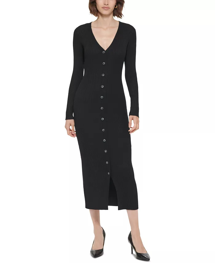 Ribbed Maxi Sweater Dress | Macys (US)