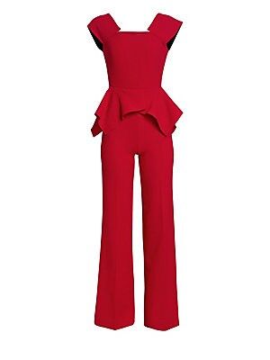 Roland Mouret Women's Wiseman Double Wool Crepe Jumpsuit - Deep Red - Size UK 6 (2) | Saks Fifth Avenue