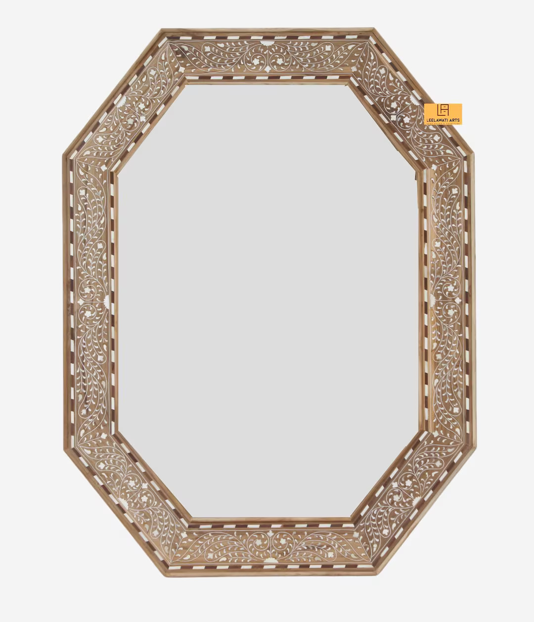 Floral  Inlay Wood Mirror Frame Handmade Wall Decor | Etsy (US)