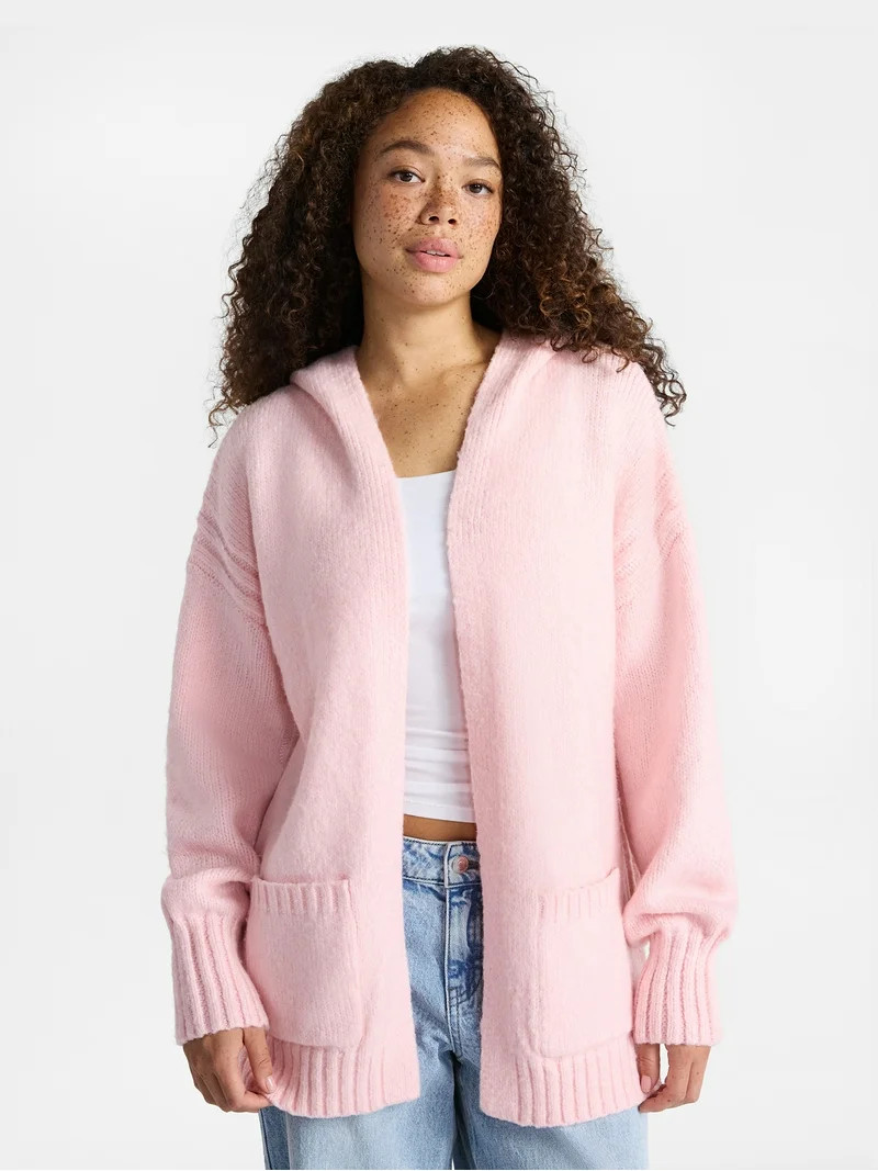 No Boundaries Fashion Hooded Cardigan, Women's | Walmart (US)