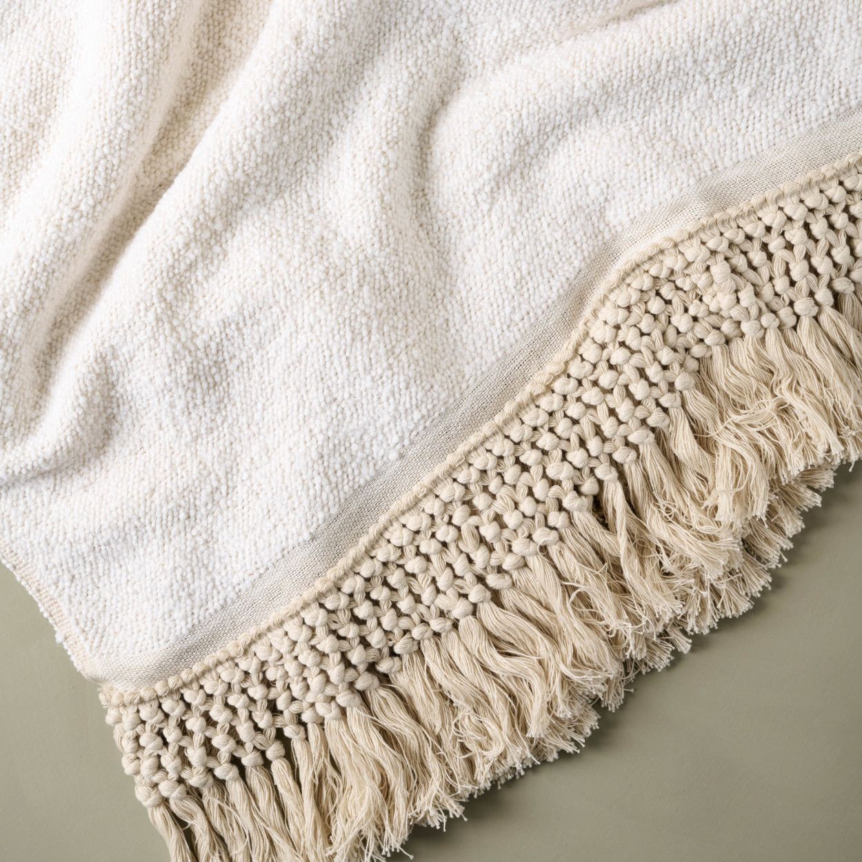 Antique White Essential Tassel Throw | Magnolia