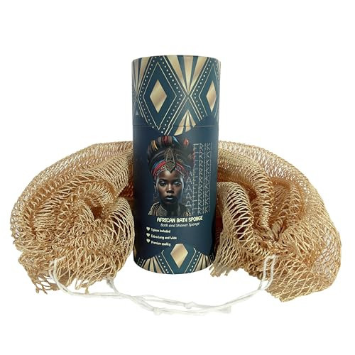 AFRIKI African Net Sponge – Exfoliating Body Scrubber, Black Owned & Rooted in Africa, All Skin Types | 45 in Long (Champagne Gold) | Amazon (US)