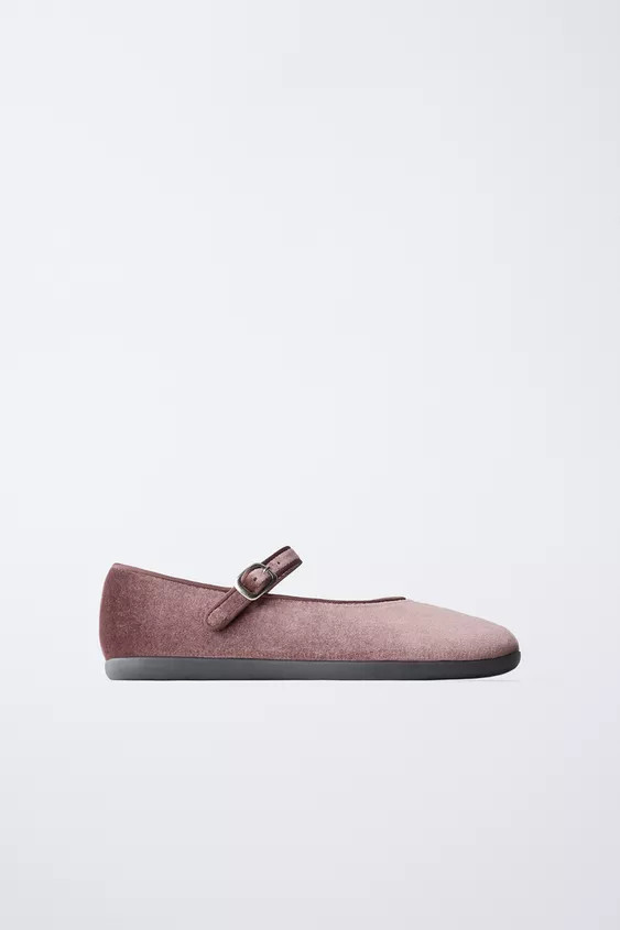 VELVET BALLET FLATS | Zara US