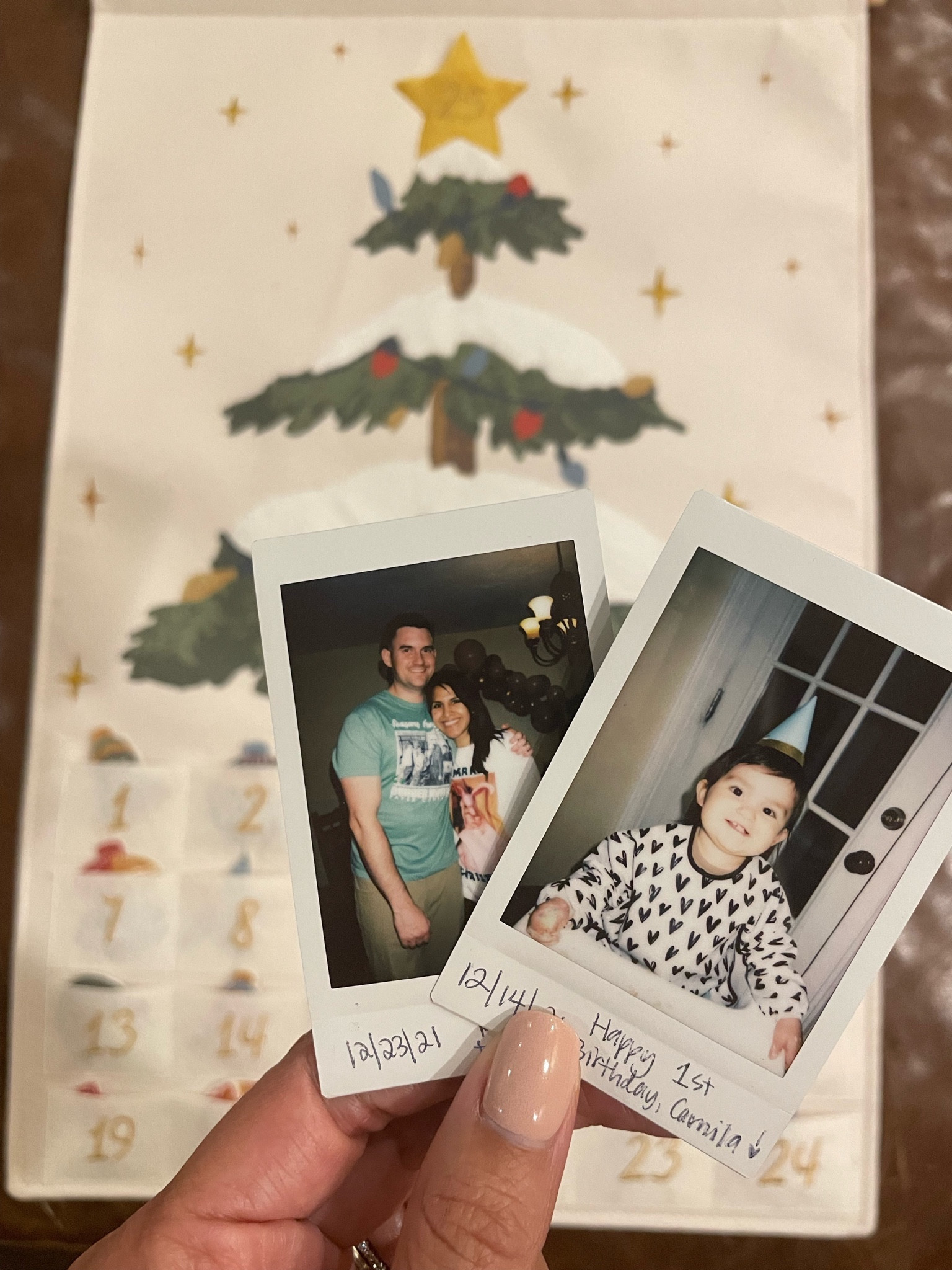 My favorite tradition since having children is our Polaroid Advent calendar 🥰 

Taking a moment each day to stop and take a picture is easier said than done but it is so heartwarming - and slightly emotional - to look back and see all the festivities and fun we had leading up to Christmas Day 🎅🏽

2021 pictures: Camila’s 1st birthday and Christmas Eve Eve when only my husband and our immediate families knew I was pregnant with (surprise) baby #2!

#LTKSeasonal #LTKHoliday #LTKhome