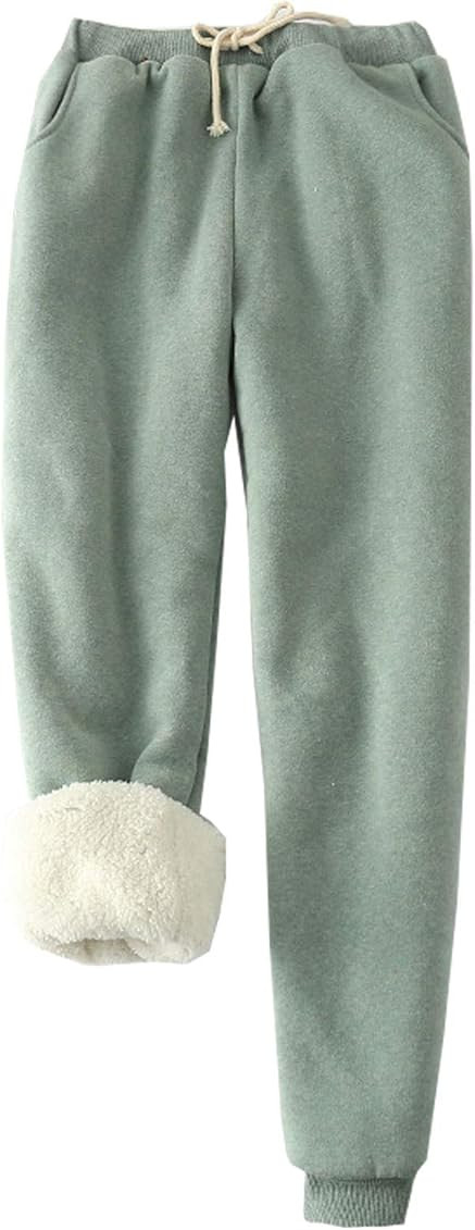 Flygo Women's Winter Warm Fleece Joggers Pants Sherpa Lined Athletic Active Sweatpants | Amazon (US)