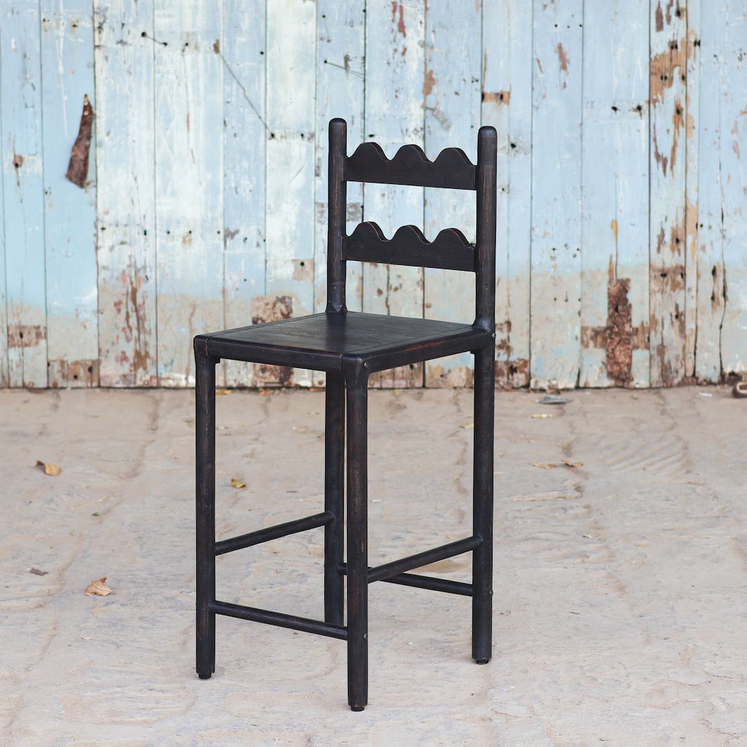 Vintage black Reclaimed wooden counter chair | Dining Chair | Kitchen and dining Chair | Rustic b... | Etsy (US)