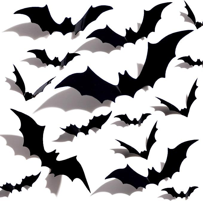 Halloween 3D Bats Decoration Plastic Bat Wall Stickers for Home Window Decor Party Supplies（60P... | Amazon (US)