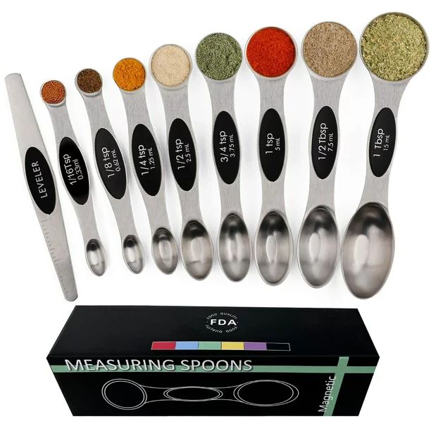 Magnetic Double Sided Measuring Spoons Set, 9 Pieces Stainless Steel 18/8 Teaspoon Measuring Spoo... | Walmart (US)