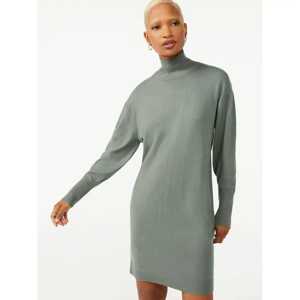 Free Assembly Women's Turtleneck Sweater Dress - Walmart.com | Walmart (US)