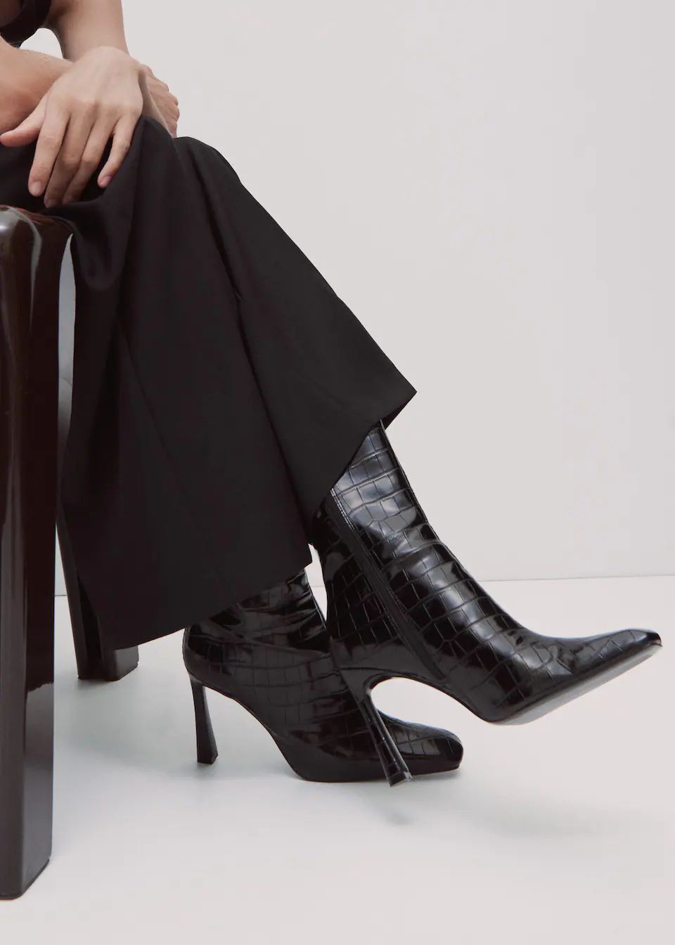 Coco leather effect heeled ankle boot -  Women | Mango USA | MANGO (US)