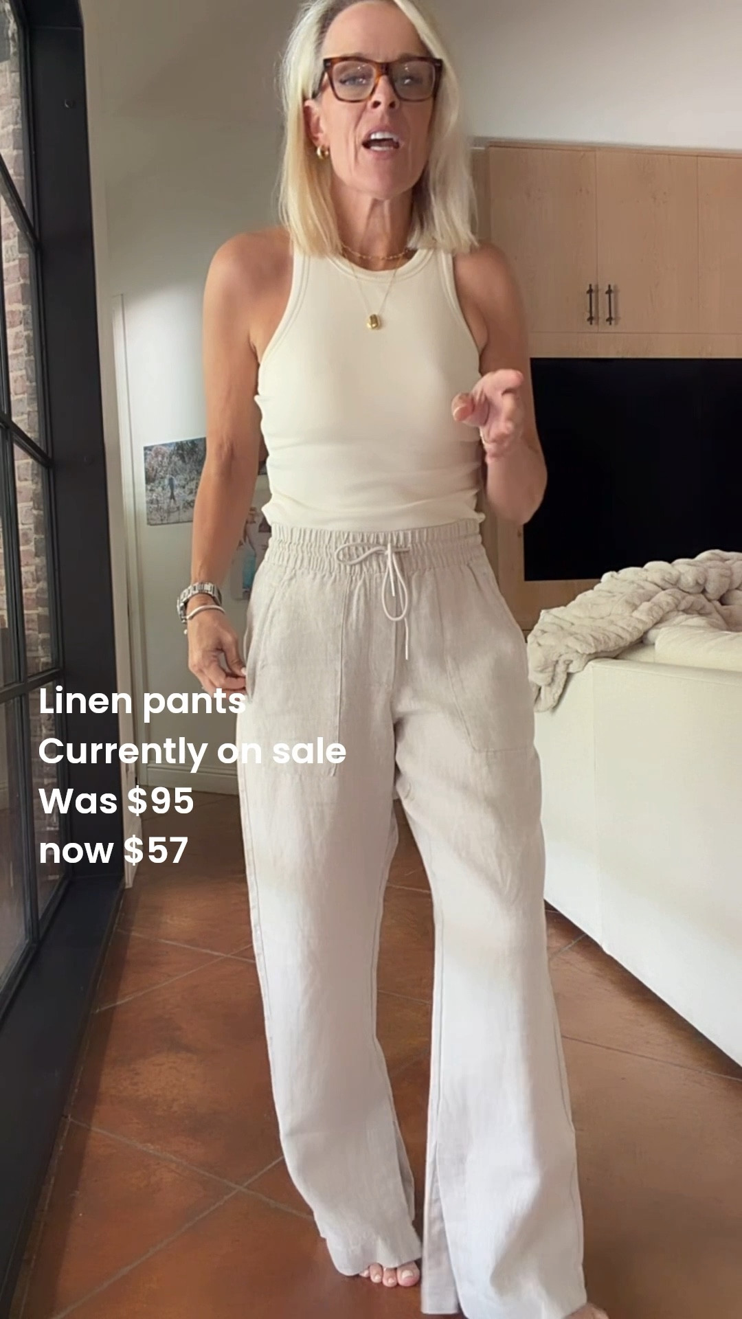 Was $95 currently $57
Fit tts
Come in 3 length option 
Pockets that zip closed 
Slit at hem is unique 

Great quality linen pants for vacation 

#LTKOver40 #LTKTravel #LTKgrwm
