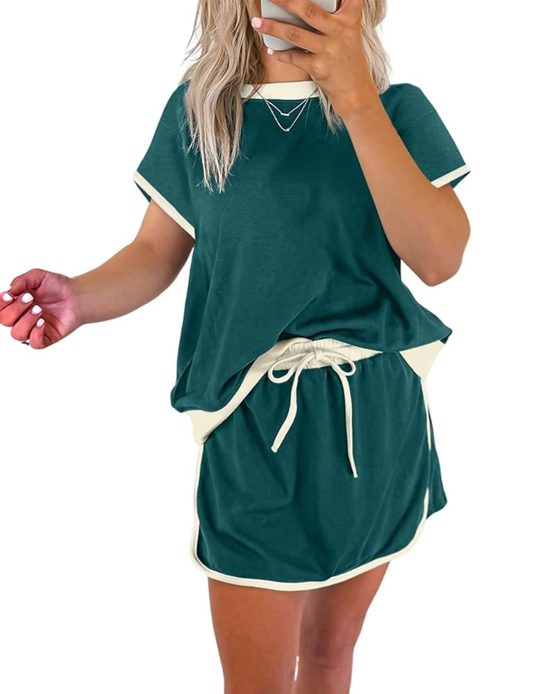 Ecosunny 2 Piece Sets for Women Casual Tracksuit Sweatshirt Waist Skirted Skorts Matching Set Lou... | Amazon (US)