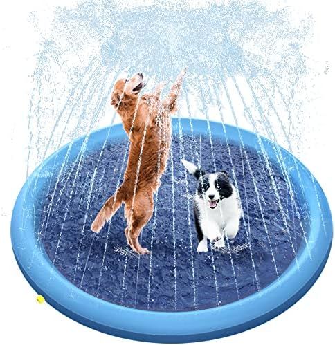 Raxurt Dog Pool, 59in Anti-Slip Splash Sprinkler Pad for Dogs 0.55mm Thickened Durable Upgrade Bath  | Amazon (US)