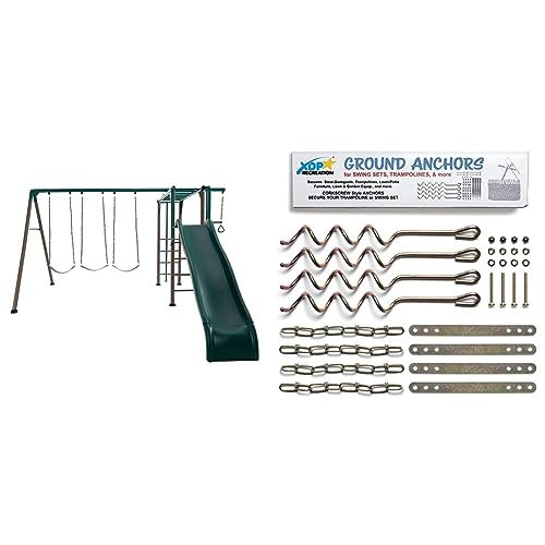 Lifetime 91028 Monkey Bar Adventure Swing Set - Earth Tone Colors & XDP Recreation 70113 Swing Set, Trampoline, & Patio Furniture Metal Ground Anchor Kit Hardware,Bronze | Amazon (US)