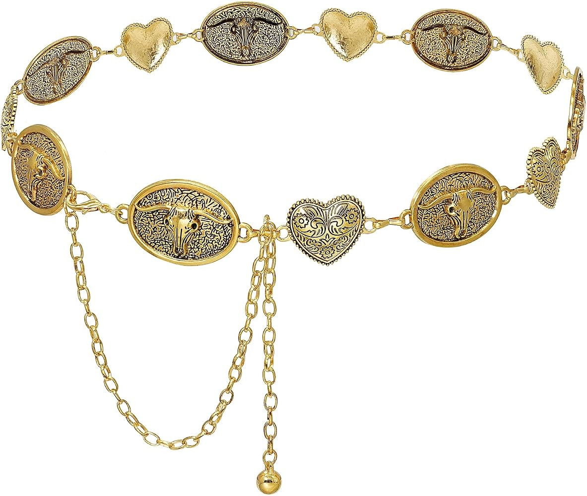 Western Waist Chain Belt for Women Cowgirl Metal Belts Country Concert Outfit for Dresses | Amazon (US)