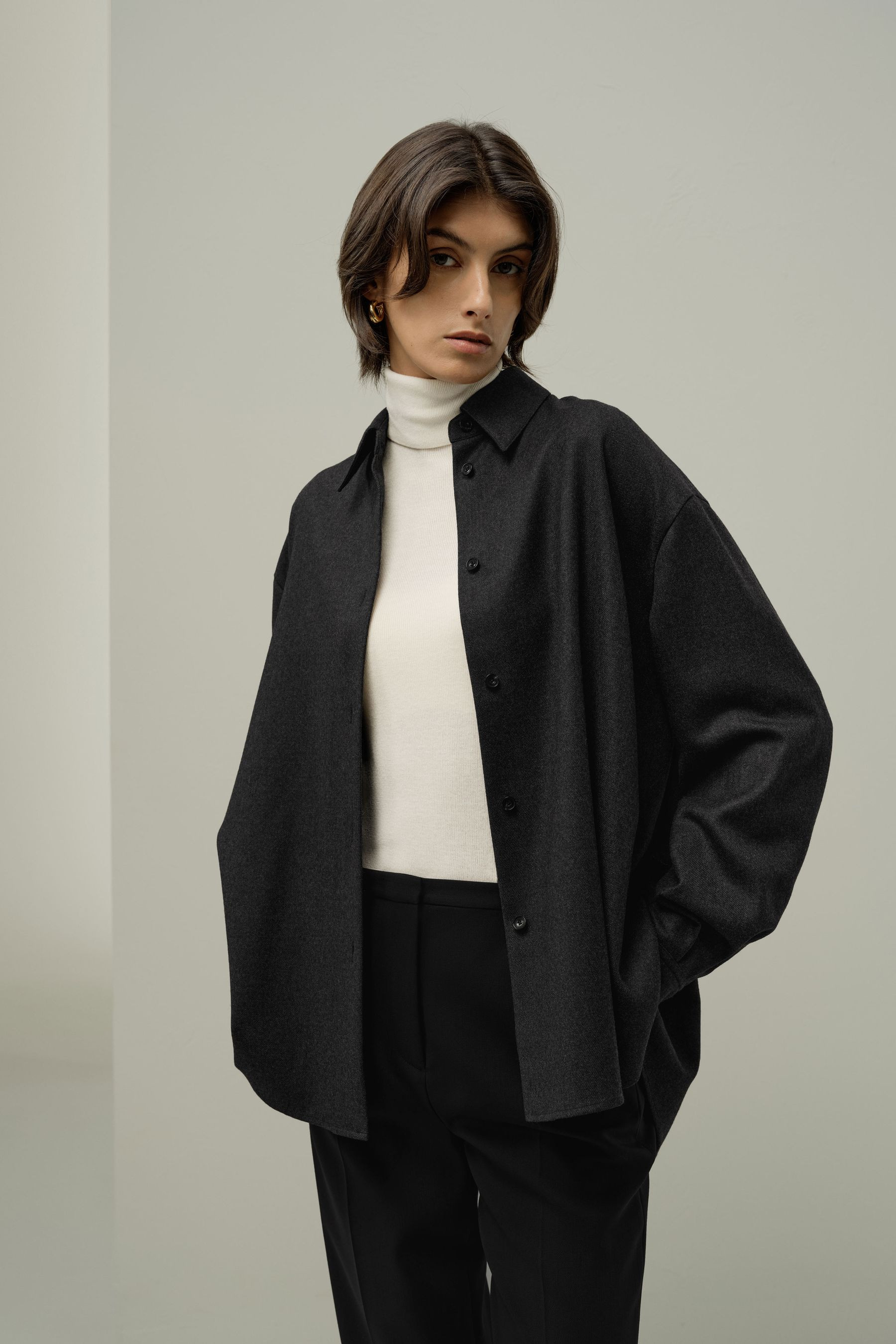 Silk-Wool Oversized Warm Shirt | LILYSILK