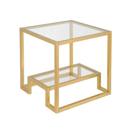 Accent Glass End Table 22 Set of 1 Modern Square Side Table Small Coffee Tea Table Tempered Glass wi | Walmart (US)