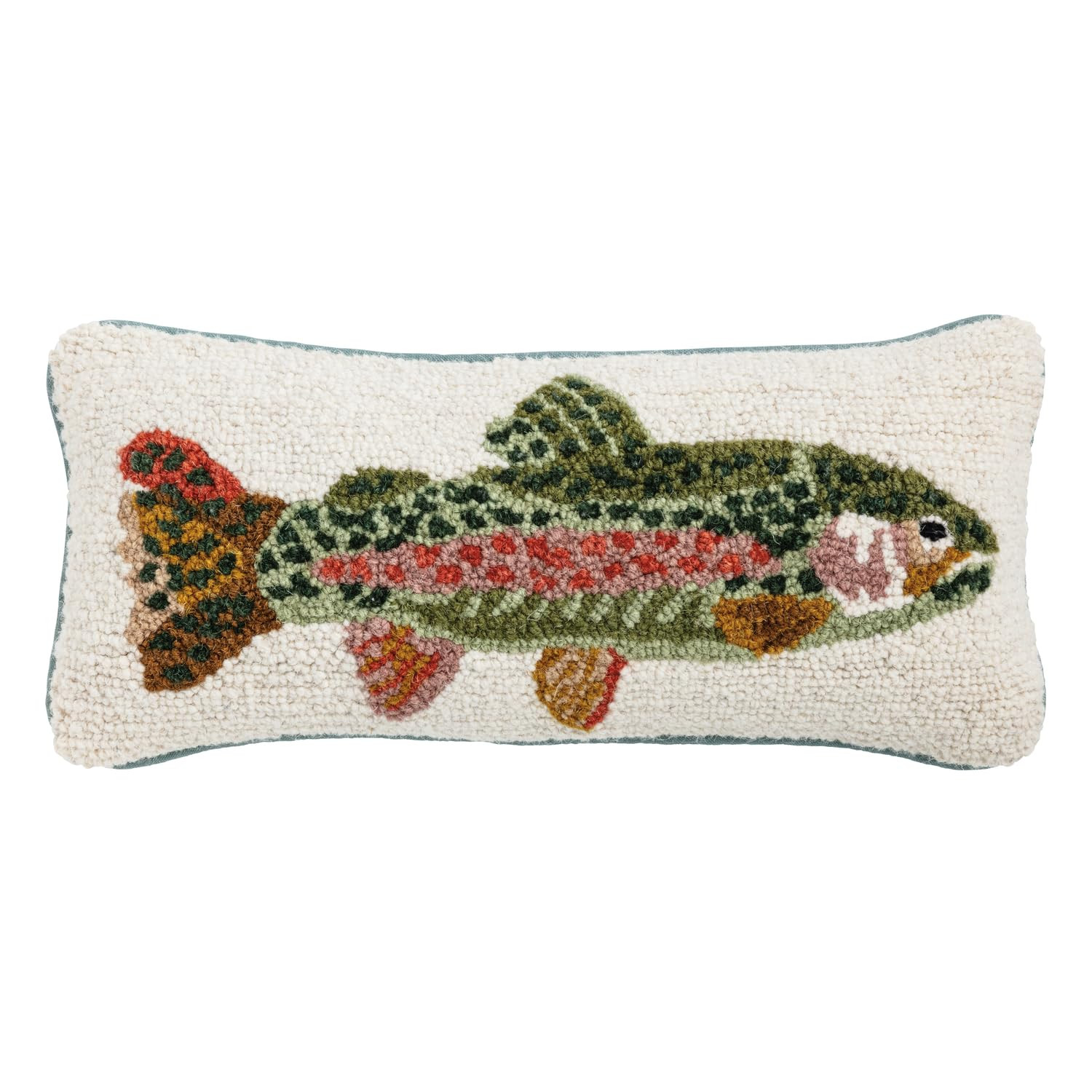 Mud Pie Trout Hooked Wool Decorative Pillow | Amazon (US)
