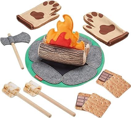 Fisher-Price S'more Fun Campfire - 18-Piece Pretend Camping Play Set with Real Wood for Preschool... | Amazon (US)