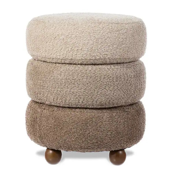 Glitzhome 19"H Gradient Upholstered Storage Ottoman or Accent Stool with Rubberwood Ball Feet - B... | Bed Bath & Beyond