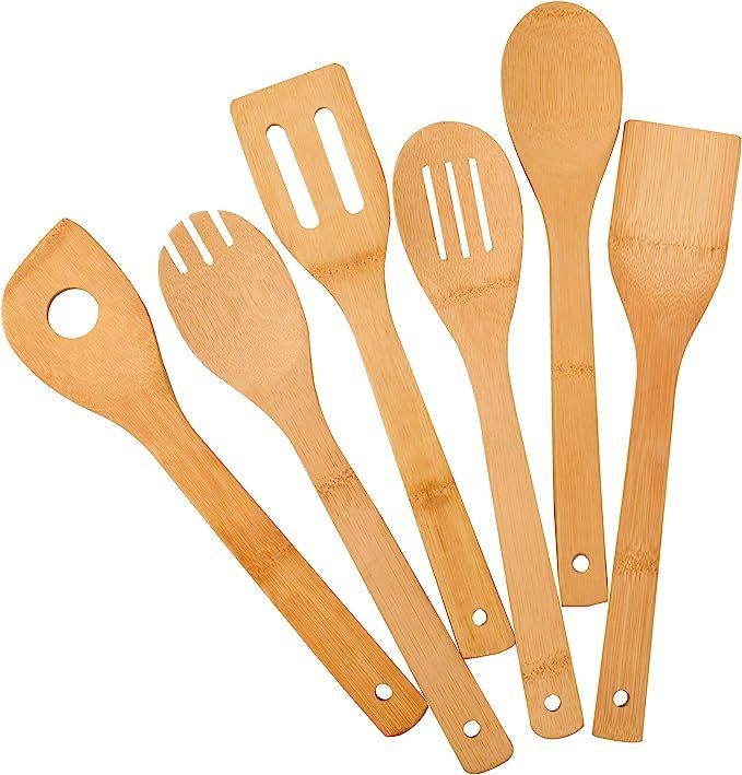 Amazon.com: Zhuoyue Kitchen Cooking Utensils Set, 6 Pcs Bamboo Wooden Spoons & Spatula Kitchen Co... | Amazon (US)