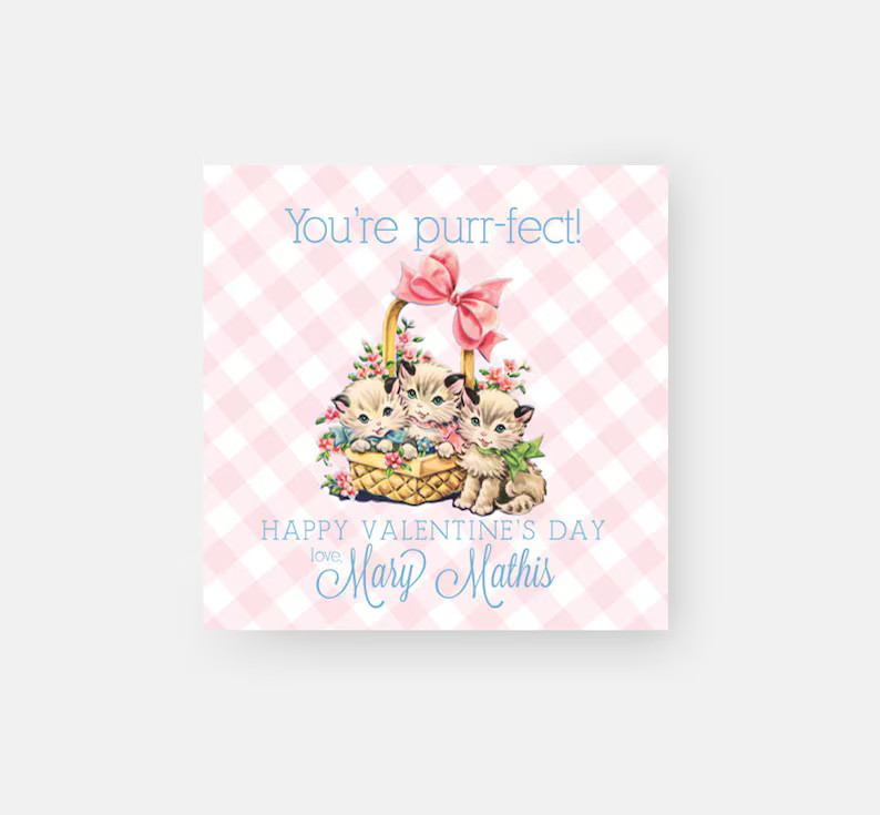 25 Printed Kitten Valentine Treat Tags - Etsy | Etsy (US)