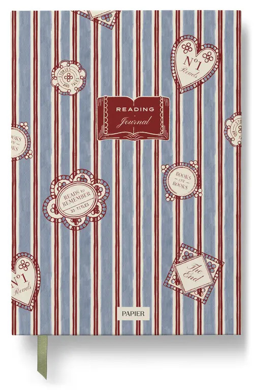Papier Stripes & Stamps Reading Journal in Light/Pastel Blue at Nordstrom | Nordstrom