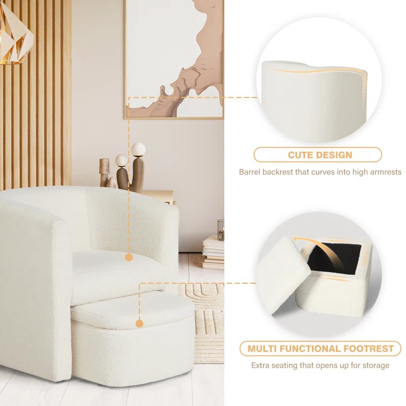 Kyah Upholstered Barrel Chair with Ottoman | Wayfair North America