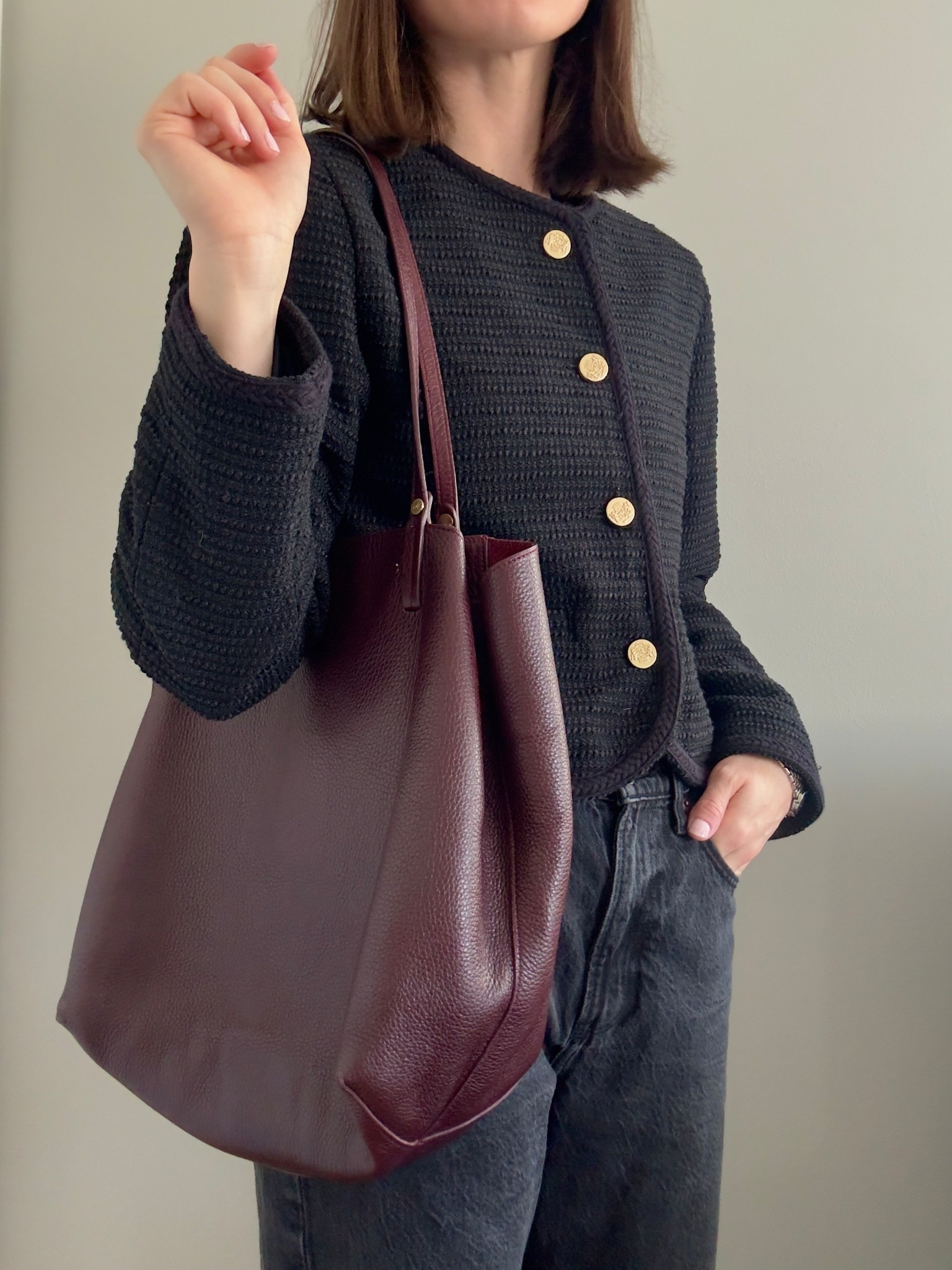 Outfit of the day featuring g a beautiful tweed jacket and black wide leg jeans 🤍 

Burgundy bag | structured jacket ~ spring outfit | ootd | GRWM | what I wore 



#LTKootd #LTKgrwm