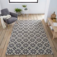 Iswik Flat-Weave Rug with Cement Tile Motif | La Redoute (UK)