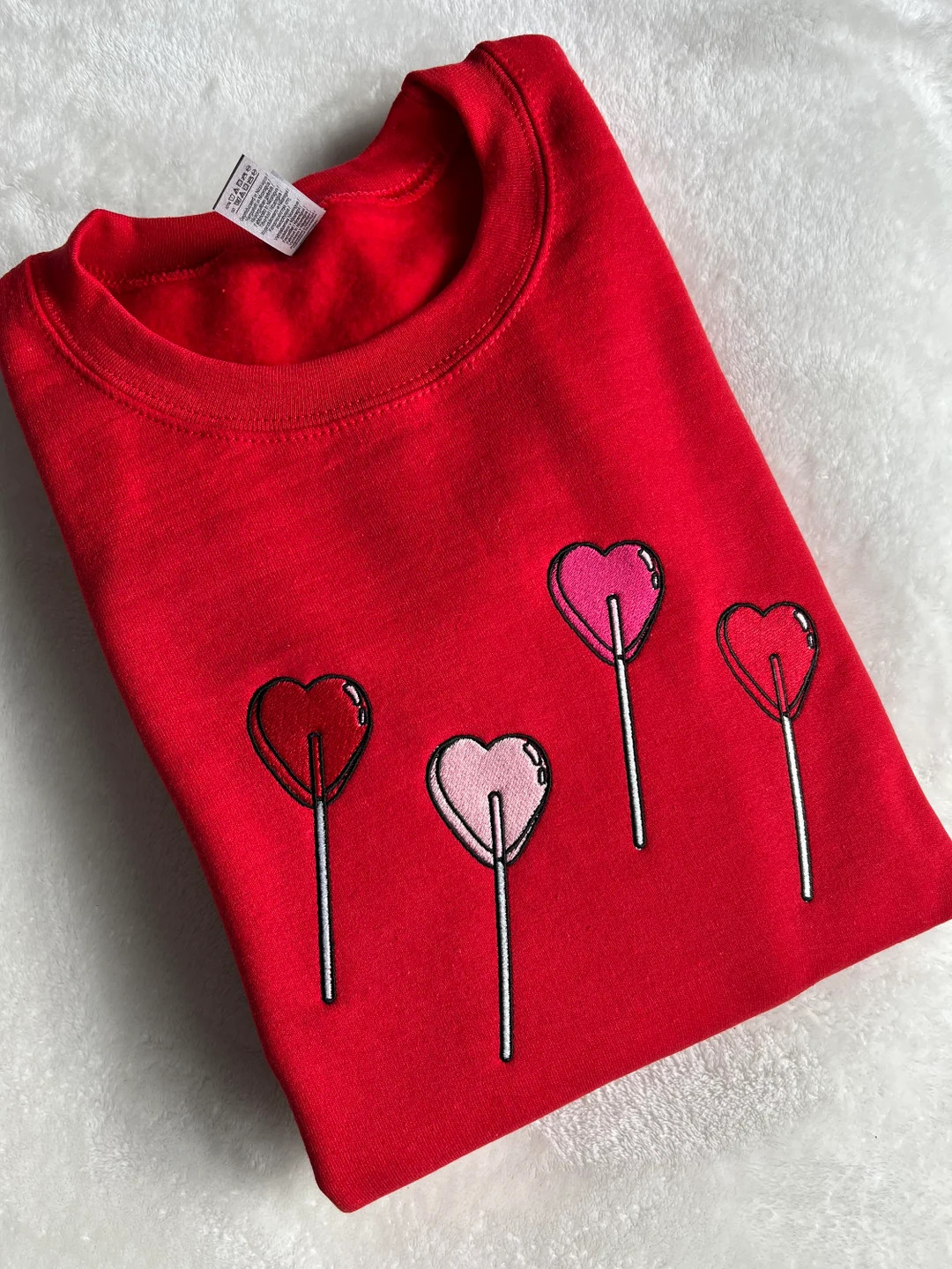Lollipop Embroidered Valentines Sweatshirt V Day Sucker Love Gift Shirt - Etsy | Etsy (US)