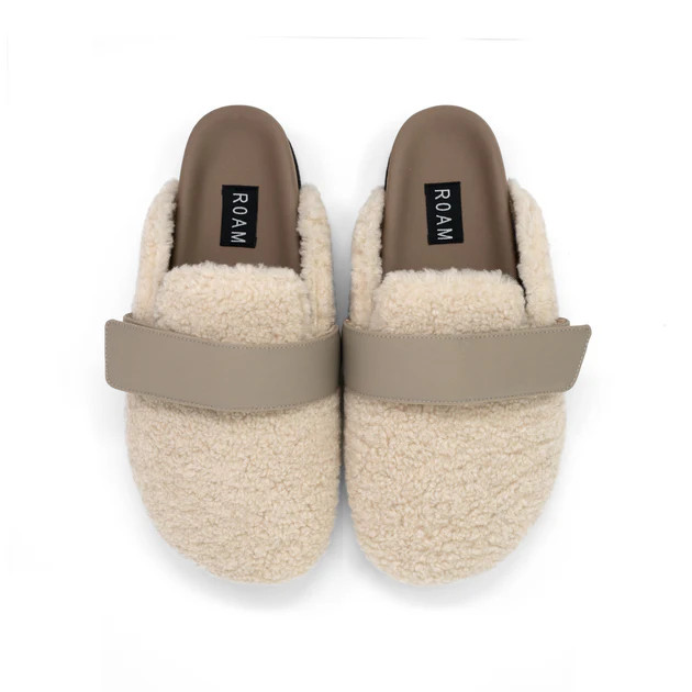 ROAM FUZZY LOAFER MULE BONE FAUX SHEARLING | ROAM