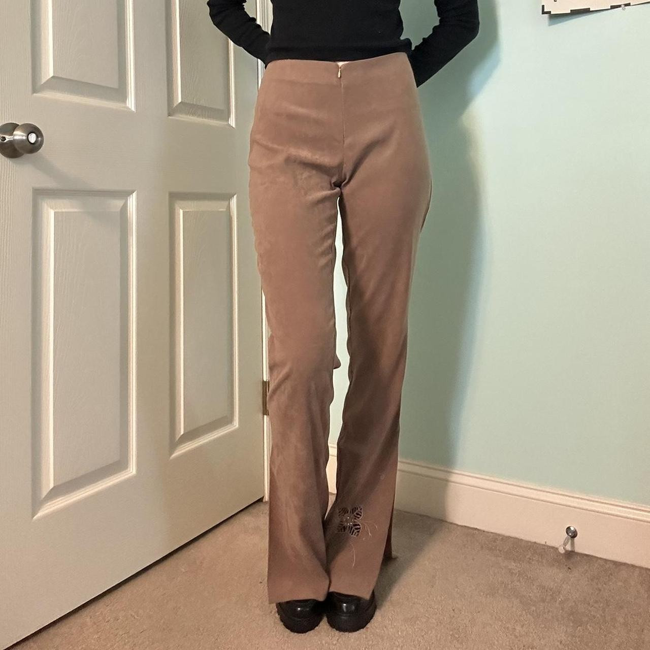 Free People Women's Flare Embellished Pants - Brown/Tan - 8 | Depop US