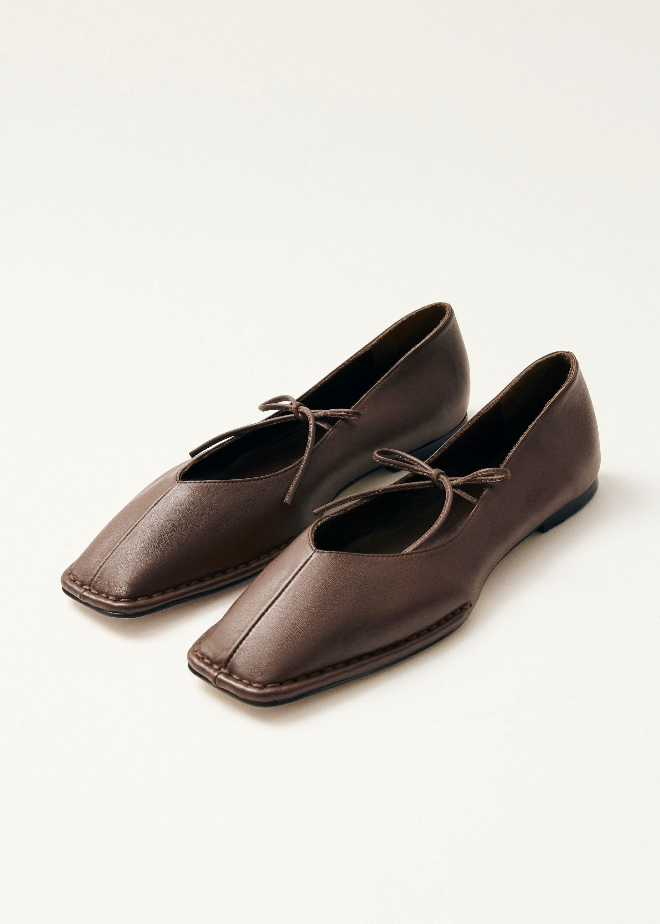 Sway Chestnut Brown Leather Ballet Flats | ALOHAS (Global)