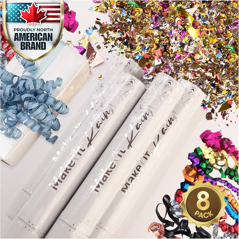 8 Pack Multicolor Confetti Cannon Confetti Poppers | New Years Eve Party Supplies 2025 | Party Po... | Amazon (US)