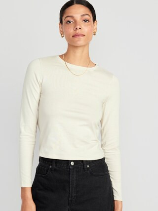 Fitted Long-Sleeve Cropped T-Shirt for Women | Old Navy (CA)