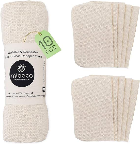 Reusable Unpaper Towels Washable - Bamboo Nature Friendly Paper Towels Organic Cotton - Thick, St... | Amazon (US)