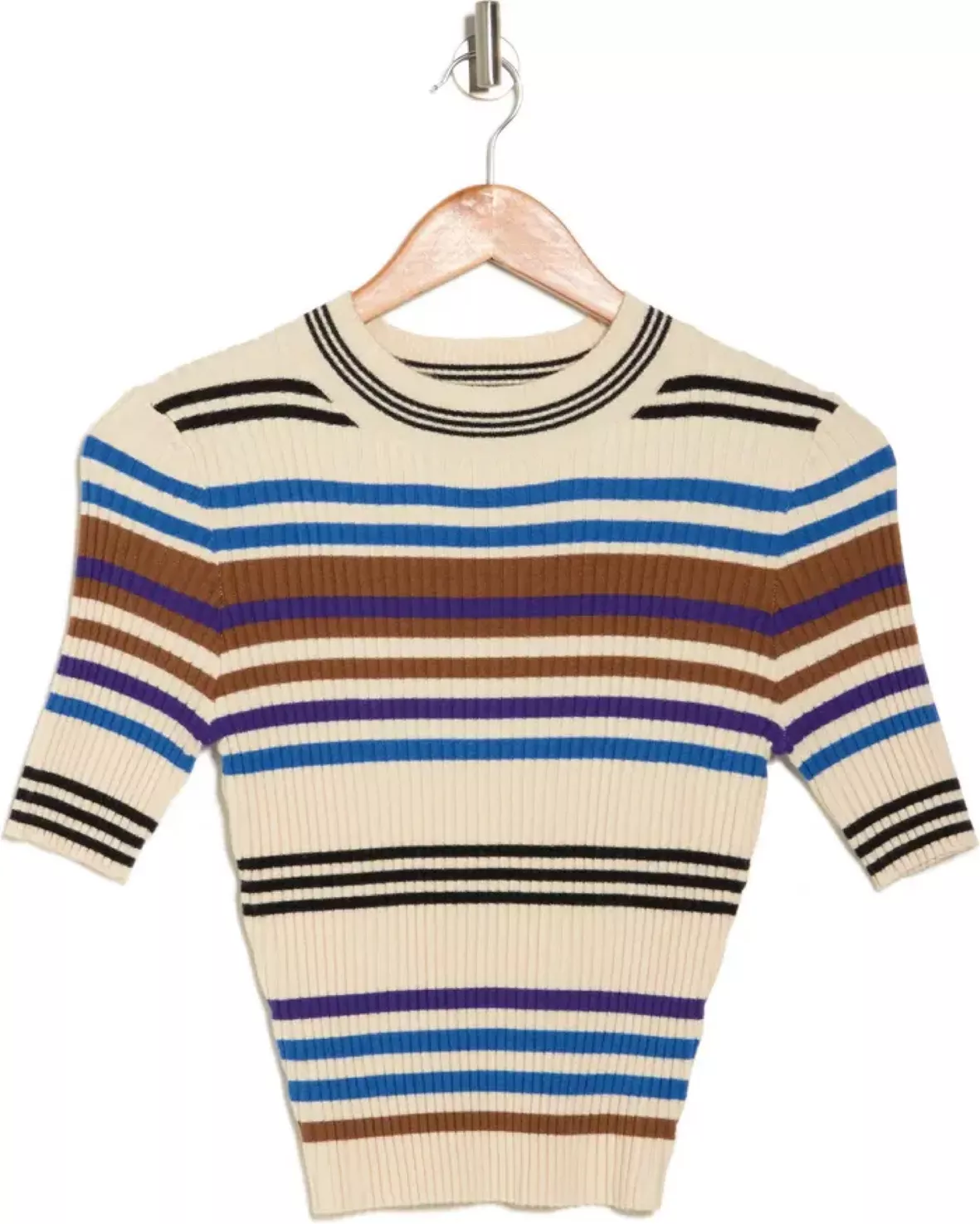Stripe Short Sleeve Ribbed Sweater curated on LTK