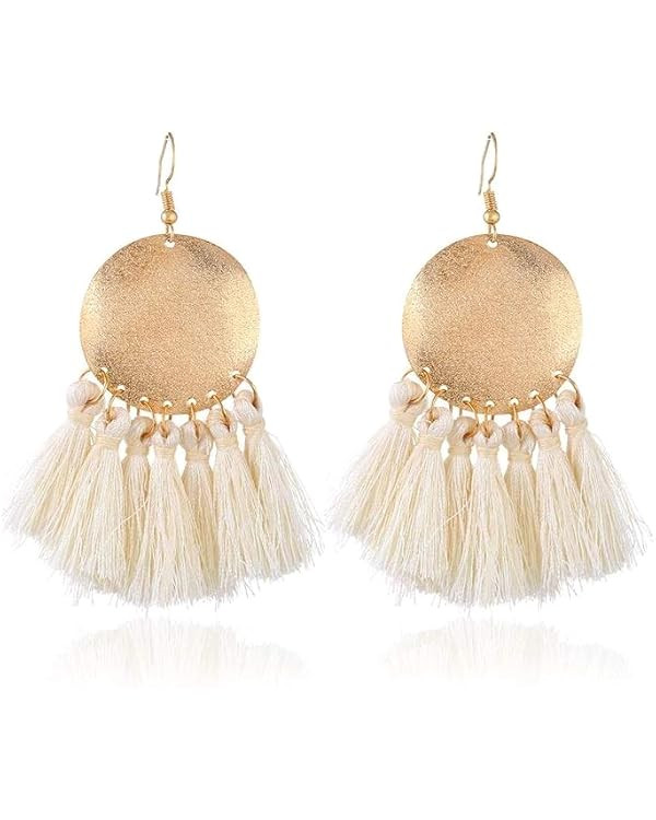 Stamping Tassel Earrings Bohemian Tassle Drop Earrings Hanging Fashion Jewelry for Women | Amazon (US)