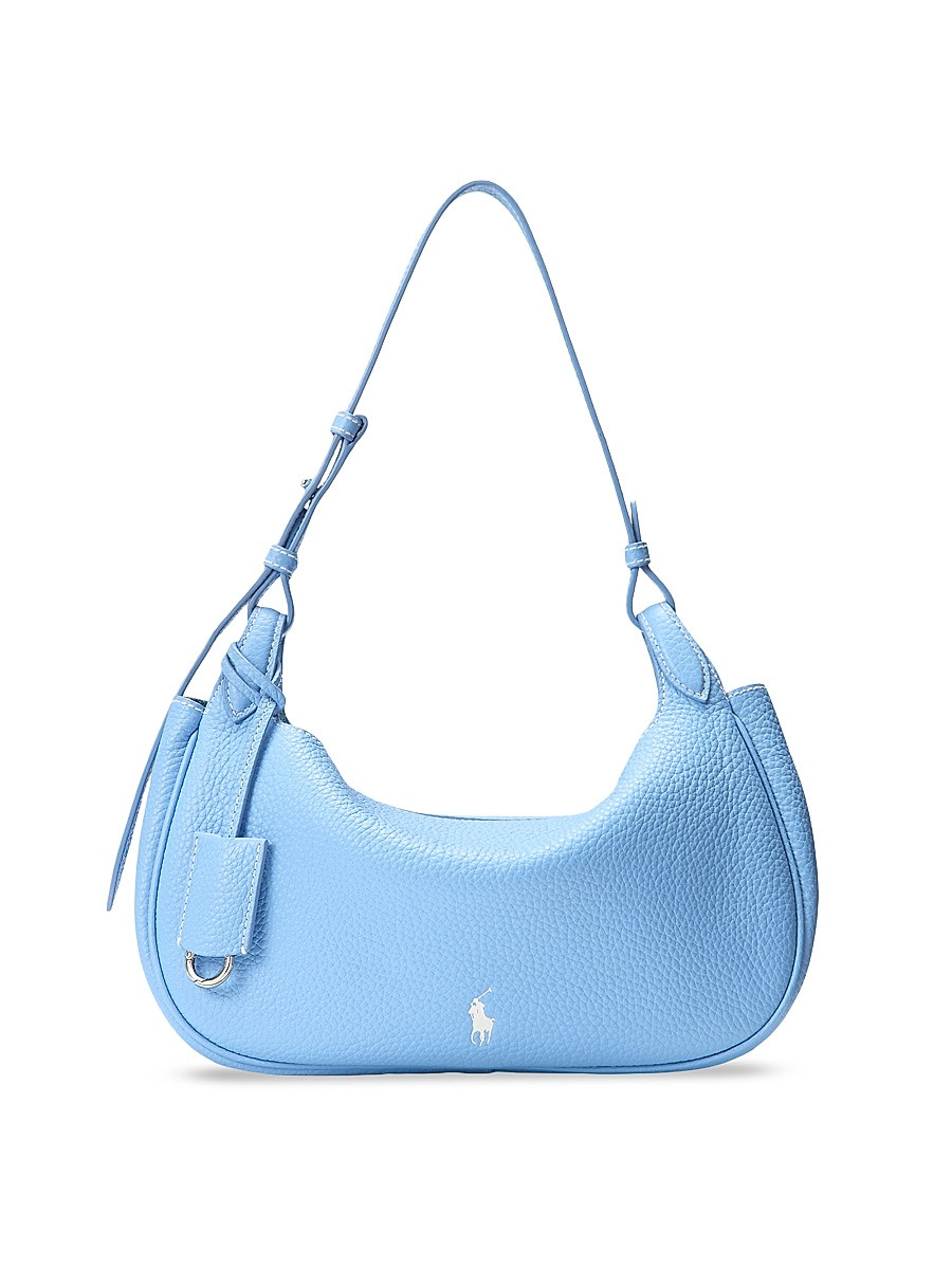 Women's Polo Play Medium Shiny Drum Leather Shoulder Bag - Baby Blue | Saks Fifth Avenue