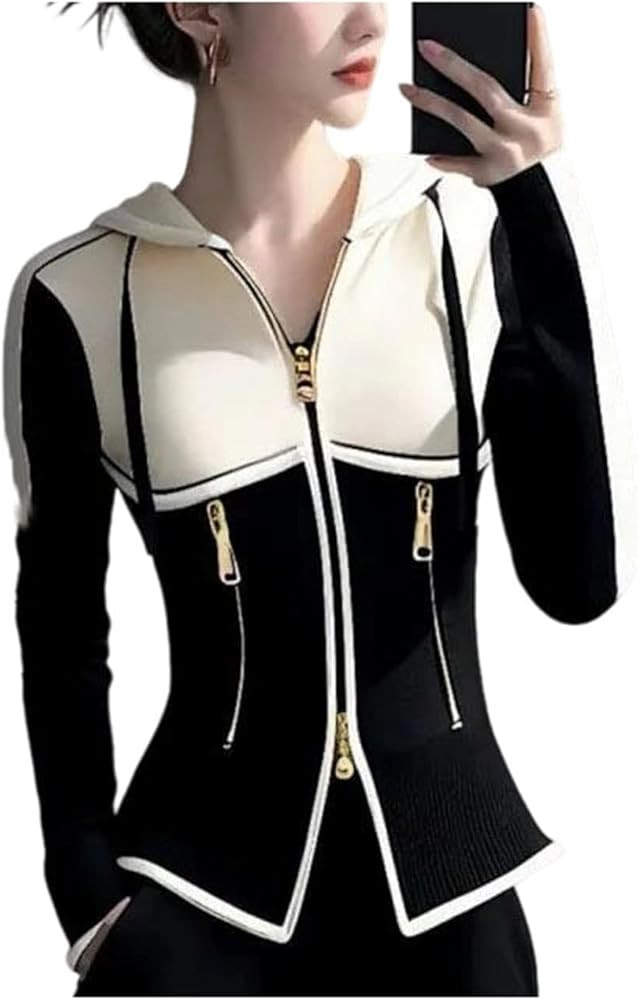 Women Hooded Sweatshirt Short Casual Jacket Autumn Fashion Outerwear Elegant All Match Coat | Amazon (US)