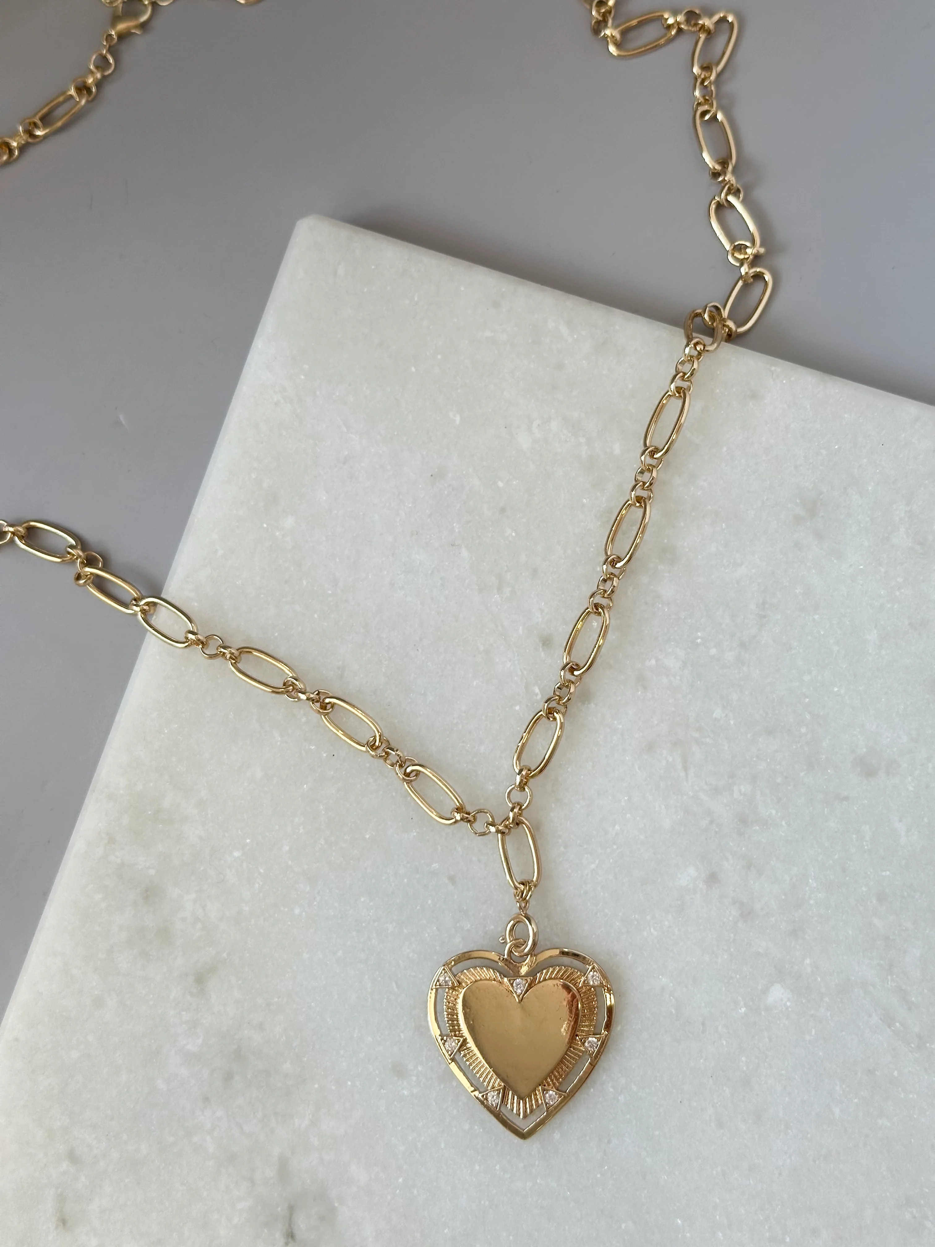 Kallie Heart Necklace-Gold | These Three