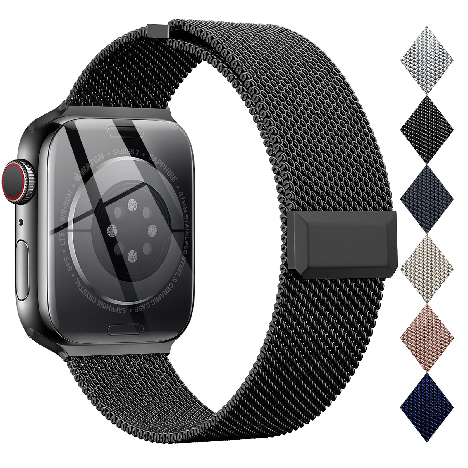 EPULY Compatible with Apple Watch Band 44mm 45mm 46mm Series 10 11 49mm, Stainless Steel Mesh Loo... | Amazon (US)