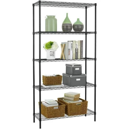 BestOffice 5 Tier Wire Shelving Unit 1250lb Capacity Black | Walmart (US)